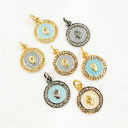 Diamond Sterling Silver Round Hamsa Enamel Charm